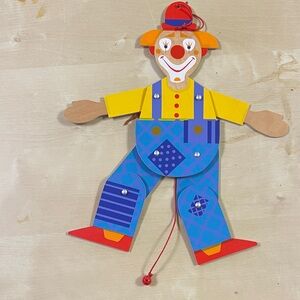 Colorful German Clown Pull Toy